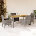vidaXL 5-delige Loungeset met kussens poly rattan en, Tuin en Terras, Tuinsets en Loungesets, 4 zitplaatsen, Nieuw, Loungeset