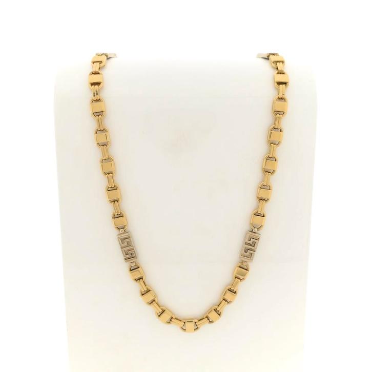 Bicolor gouden fantasieschakel ketting | 62 cm (robuust), Sieraden, Tassen en Uiterlijk, Kettingen, Overige kleuren, Gebruikt