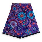 Afrikaanse print stof - Paars en lichtblauw Mandala Patchwor, Hobby en Vrije tijd, Stoffen en Lappen, Ophalen of Verzenden, Nieuw