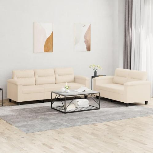 vidaXL 2-delige Loungeset met kussens microvezelstof beige, Huis en Inrichting, Banken | Bankstellen, Nieuw, Stof, Vierpersoons of meer