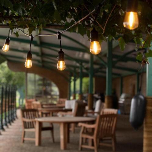 Prikkabel - 50 Meter - 75 fittingen - Incl. 75 retro lampjes, Tuin en Terras, Buitenverlichting, Nieuw, 50 tot 250 watt, Waterbestendig