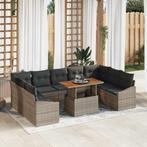 vidaXL Tuin Eetset met kussen 10 pcs Grijs en Bruin 100 x 55, Tuin en Terras, Verzenden, Nieuw, Rotan