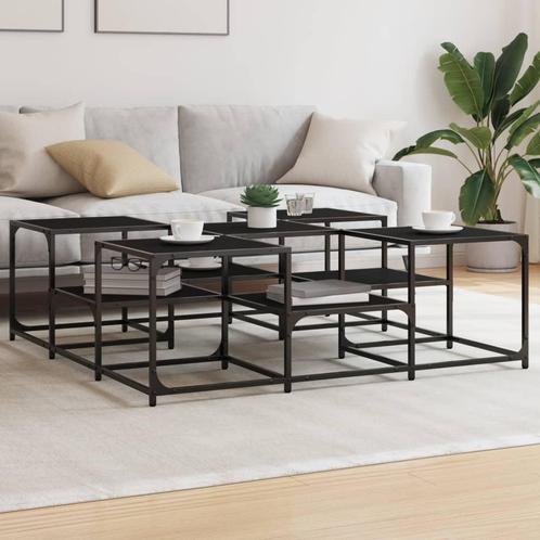 vidaXL Salontafel 121x121x40 cm bewerkt hout zwart, Huis en Inrichting, Tafels | Salontafels, 100 tot 150 cm, Nieuw, Overige houtsoorten