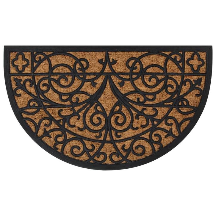 vidaXL Deurmat halfrond 45x75 cm rubber en kokosvezel, Tuin en Terras, Deurmatten, Nieuw, Verzenden