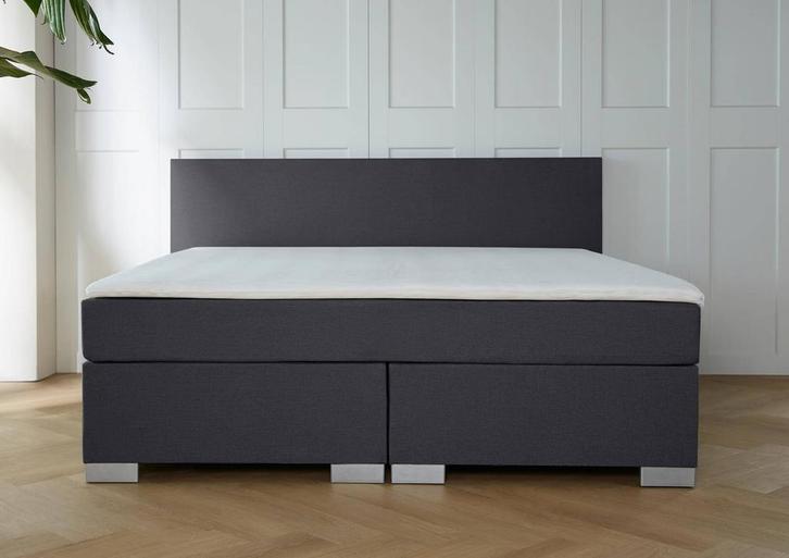 ACTIE! Boxspring Barcelona 160 200 Antraciet, Huis en Inrichting, Slaapkamer | Boxsprings, 160 cm, 200 cm, Grijs, Tweepersoons