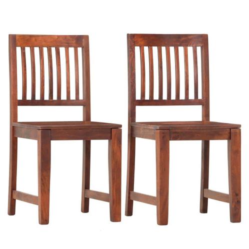 vidaXL Eetkamerstoelen 2 st massief mangohout, Huis en Inrichting, Stoelen, Bruin, Nieuw, Verzenden