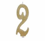 Gouden Kaars 2 Jaar Glitter 12,5cm, Verzenden, Nieuw
