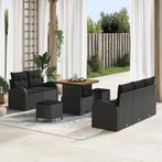 vidaXL 8-delige tuinset met kussens in zwart poly rattan en, Verzenden, Nieuw, Rotan, Tuinset