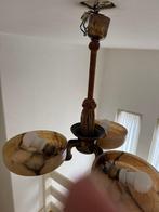 Kroonluchter - Glas - Art deco hanglamp met albasten kappen, Antiek en Kunst