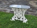 Hand-crafted Cast Iron Base, Marble top - Bijzettafel - Hout