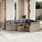vidaXL 10-delige Loungeset met kussens poly rattan beige, Verzenden, Nieuw, Rotan, Loungeset