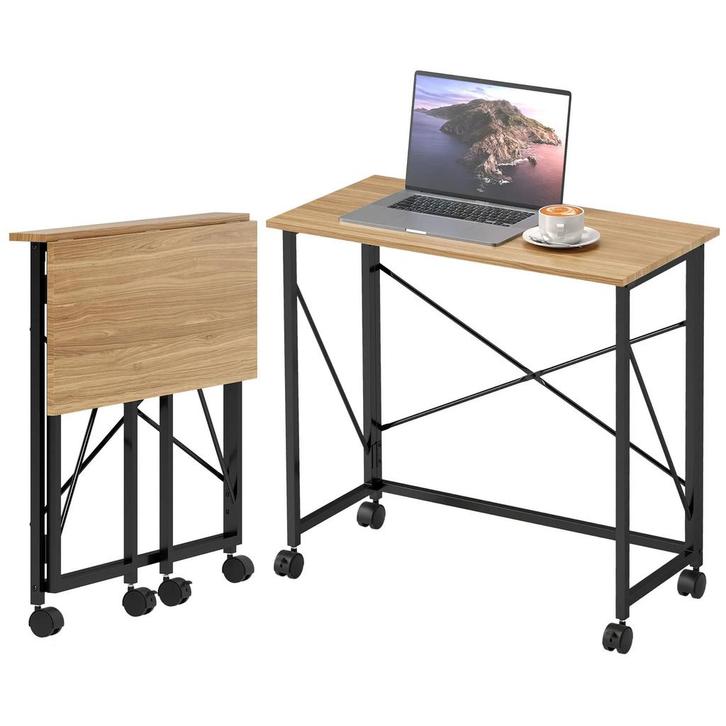 TRUUSK Opklapbare Kleine Bureau 80 cm - Met Wielen - Ruimteb, Huis en Inrichting, Stoffering | Behang, Verzenden