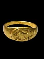 Oud-Romeins goud Ring - Romeinse ring met dolfijnen