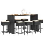 vidaXL 9-delige Tuinbarset met kussens poly rattan zwart, Tuin en Terras, Tuinsets en Loungesets, Verzenden, Nieuw, Rotan, 8 zitplaatsen
