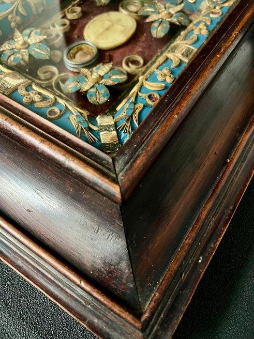 Reliekhouder - Glas, Hout, Papier, Was - 1750-1800 -, Antiek en Kunst, Kunst | Niet-Westerse kunst