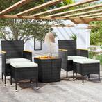 vidaXL 5-delige Bistroset poly rattan en massief acaciahout, Tuin en Terras, Tuinsets en Loungesets, Verzenden, Nieuw, Rotan