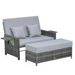 TRUUSK Poly Rattan Loungebank - 2-zits Ligstoel met Kussens, Tuin en Terras, Verzenden, Nieuw