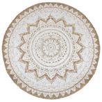 vidaXL Tapijt met print rond 210 cm gevlochten jute, Huis en Inrichting, Verzenden, Nieuw, Beige