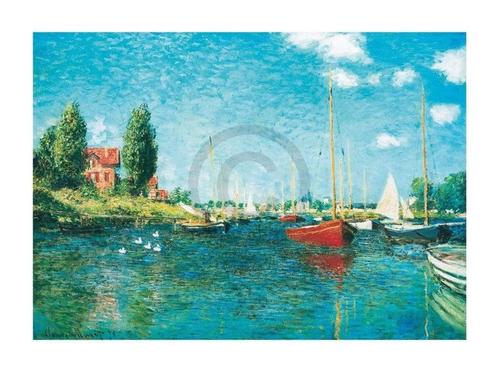 Kunstdruk Claude Monet - Red Boats 80x60cm, Huis en Inrichting, Woonaccessoires | Schilderijen, Tekeningen en Foto's, Nieuw, Verzenden