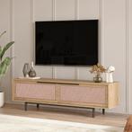TV meubel Kvænangen 160x35,5x45 cm eikenkleurig zwart en rot, Verzenden, Nieuw