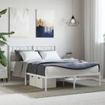 vidaXL Bedframe met hoofdbord metaal wit 120x190 cm, Verzenden, Wit, Nieuw, 190 cm of minder