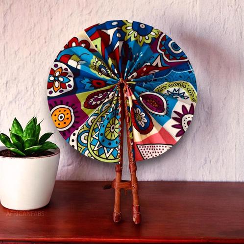 Afrikaanse handwaaier - Ankara print waaier - Ekow - Multi c, Huis en Inrichting, Woonaccessoires | Wanddecoraties, Nieuw, Ophalen of Verzenden