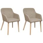 vidaXL Eetkamerstoelen 2 st stof en massief eikenhout beige, Huis en Inrichting, Stoelen, Verzenden, Nieuw