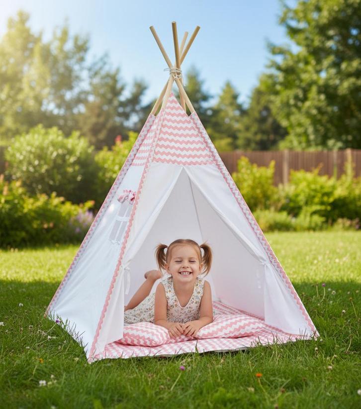 Speeltent - Tipi Tent - Met Grondkleed & Kussens -, Kinderen en Baby's, Speelgoed | Buiten | Speeltoestellen, Nieuw, Verzenden