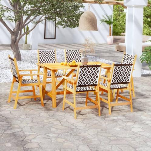 vidaXL 7-delige Tuinset massief acaciahout, Tuin en Terras, Tuinsets en Loungesets, Tuinset, Nieuw, 6 zitplaatsen, Hardhout, Verzenden