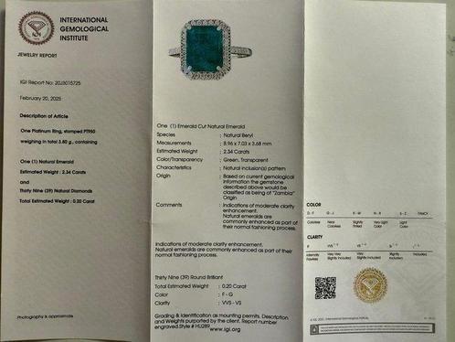 Zonder Minimumprijs - Ring Platina - 2.54ct. tw. Smaragd -, Sieraden, Tassen en Uiterlijk, Ringen