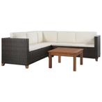 vidaXL 4-delige Loungeset met kussens poly rattan bruin, Tuin en Terras, Tuinsets en Loungesets, 4 zitplaatsen, Nieuw, Loungeset