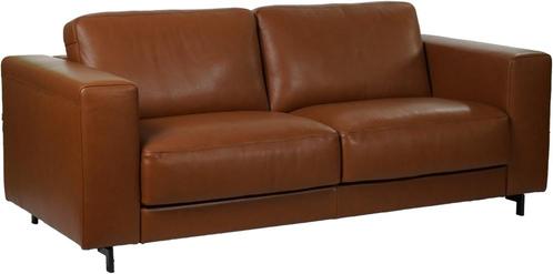 Cognac leren landelijke 2.5-zitsbank - staal zwart - Eleganc, Huis en Inrichting, Banken | Bankstellen, 200 tot 250 cm, 75 tot 100 cm