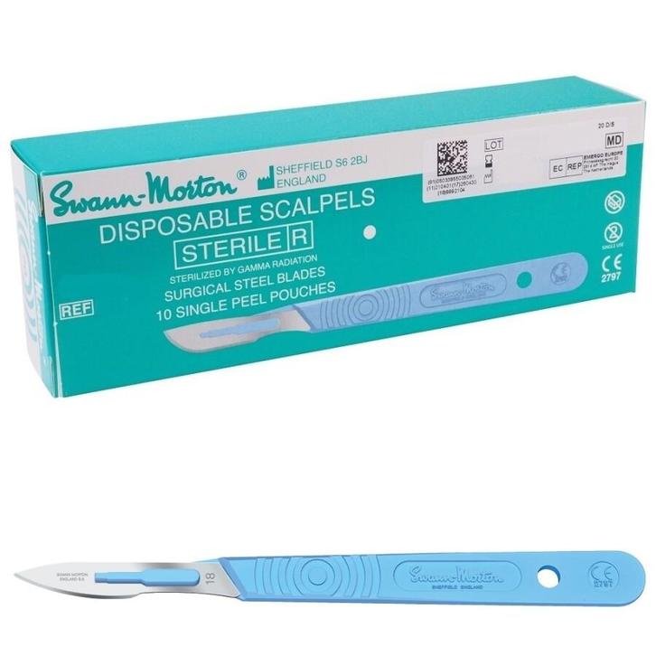 Swann Morton mesjes steriel met handvat 0523 nr 18, Diversen, Verpleegmiddelen, Nieuw, Verzenden