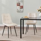 Stalen Eetkamerstoelen Blanca - Set van 2 - Beige - Fluweel, Huis en Inrichting, Stoelen, Verzenden, Nieuw