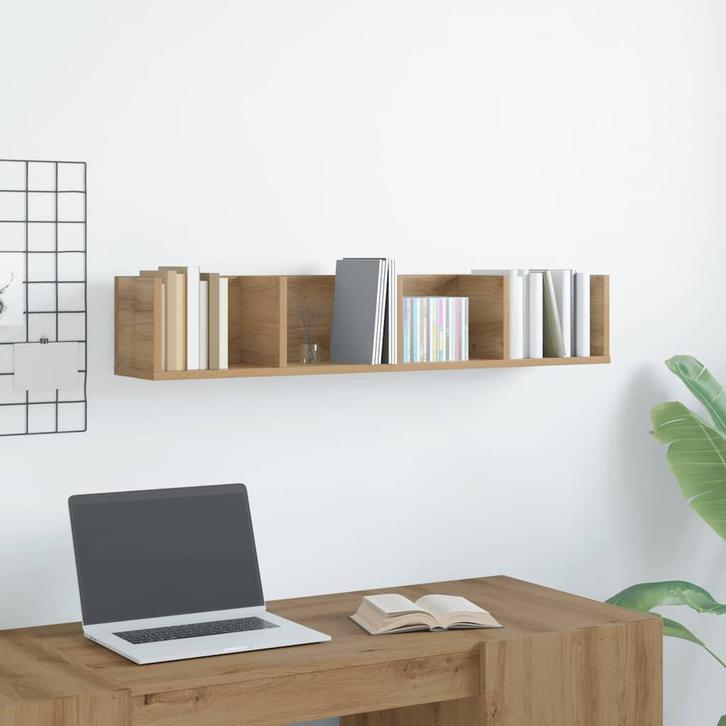 vidaXL CD-wandschap 100x18x18 cm bewerkt hout artisanaal, Huis en Inrichting, Woonaccessoires | Wandplanken en Boekenplanken, Nieuw