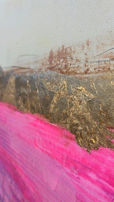 Stefanie Raus - Abstract Landscape Pink Gold 1006 XXL, Antiek en Kunst, Kunst | Schilderijen | Modern