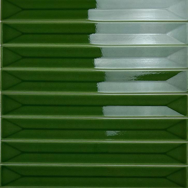 Wandtegel langwerpig vitral donker groen craquelé decor axis, Doe-het-zelf en Verbouw, Tegels, Wandtegels, Nieuw, 10 m² of meer