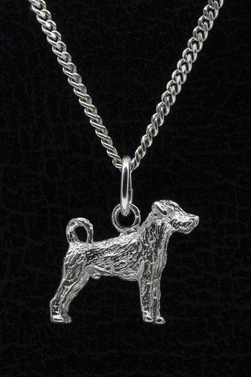 Zilveren Kromfohrlander draadhaar ketting hanger - klein, Sieraden, Tassen en Uiterlijk, Kettinghangers, Verzenden