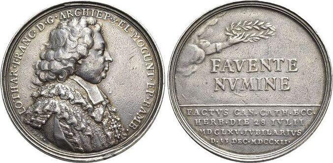 Ar-medaille 1712 Mainz-erzbistum Lothar Franz von Schoenb..., Postzegels en Munten, Penningen en Medailles, Verzenden