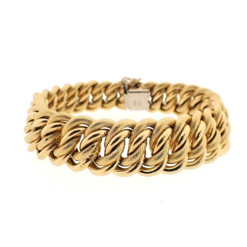 18 Krt. Gouden gourmet schakel armband | 21 cm, Sieraden, Tassen en Uiterlijk, Armbanden, Overige kleuren, Gebruikt, Goud, Ophalen of Verzenden