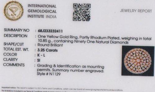 Ring - 14 karaat Geel goud - 3.25ct. tw. Diamant, Sieraden, Tassen en Uiterlijk, Ringen