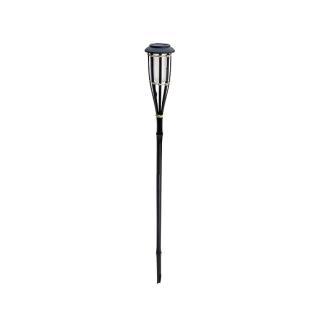 Solar tuinfakkel | 10 x 65 cm (Zwart, Schemersensor, Bamboe), Tuin en Terras, Buitenverlichting, Nieuw, Verzenden