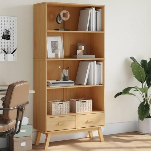 vidaXL Boekenkast 4-laags OLDEN massief grenenhout bruin, Huis en Inrichting, Kasten | Boekenkasten, Nieuw, Grenenhout, Verzenden
