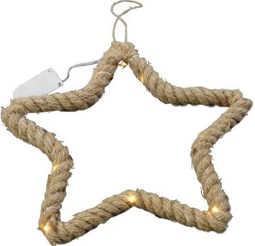 Ster Manilla met touw en LED 35 cm timer, Huis en Inrichting, Woonaccessoires | Kunstplanten en Kunstbloemen, Nieuw, Ophalen of Verzenden
