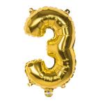 Gouden Cijfer Ballon 3 Jaar 36cm, Verzenden, Nieuw