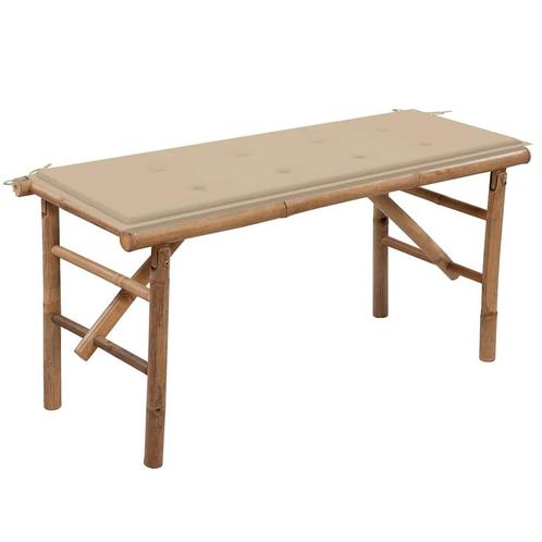 vidaXL Tuinbank inklapbaar met kussen 118 cm bamboe, Tuin en Terras, Tuinbanken, Nieuw, Hout, Verzenden