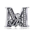 Letter M Bedel Charm met Zirkonia Pandora compatible, Sieraden, Tassen en Uiterlijk, Bedels, Nieuw, Overige merken, Verzenden