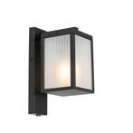 Buiten wandlantaarn zwart met ribbel glas en schemersensor -, Nieuw, Minder dan 50 watt