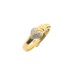 18 Krt. Gouden Claddagh ring met diamant | 0,085 ct., Sieraden, Tassen en Uiterlijk, Ringen, Gebruikt, Overige kleuren, Ophalen of Verzenden