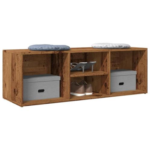 vidaXL Schoenenopbergbank 105x35x35 cm bewerkt hout oud, Huis en Inrichting, Kasten | Schoenenrekken, Nieuw, Verzenden